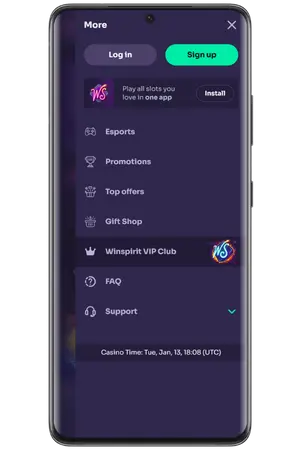 Click download for WinSpirit casino App for Android