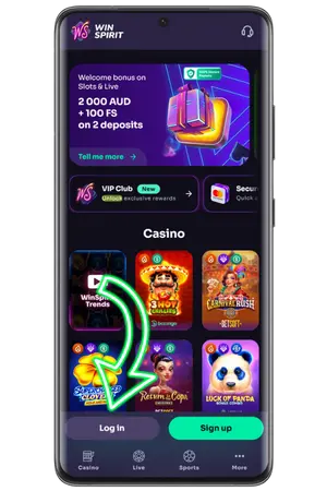 Click on the button to enter the WinSpirit online casino login