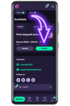 WinSpirit casino promo code no deposit bonus selection
